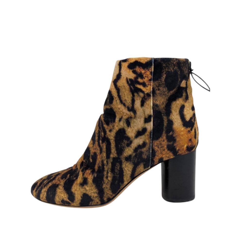 Isabel Marant Ritza Leopard Velvet Ankle Boots EU 38 US 8 Italy